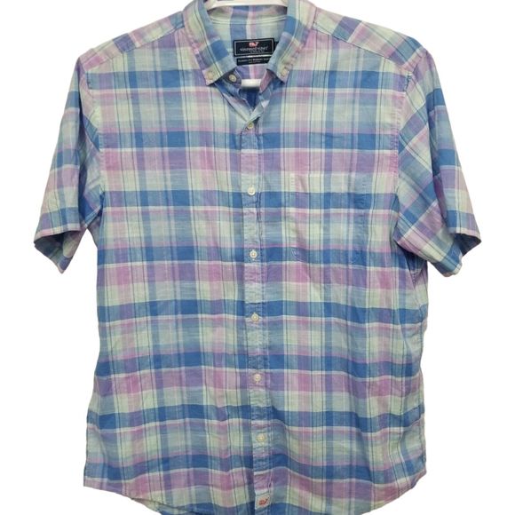 Vineyard Vines Classic Fit Murray Shirt Mens L Short Sleeve Button Down Plaid - Picture 5 of 6